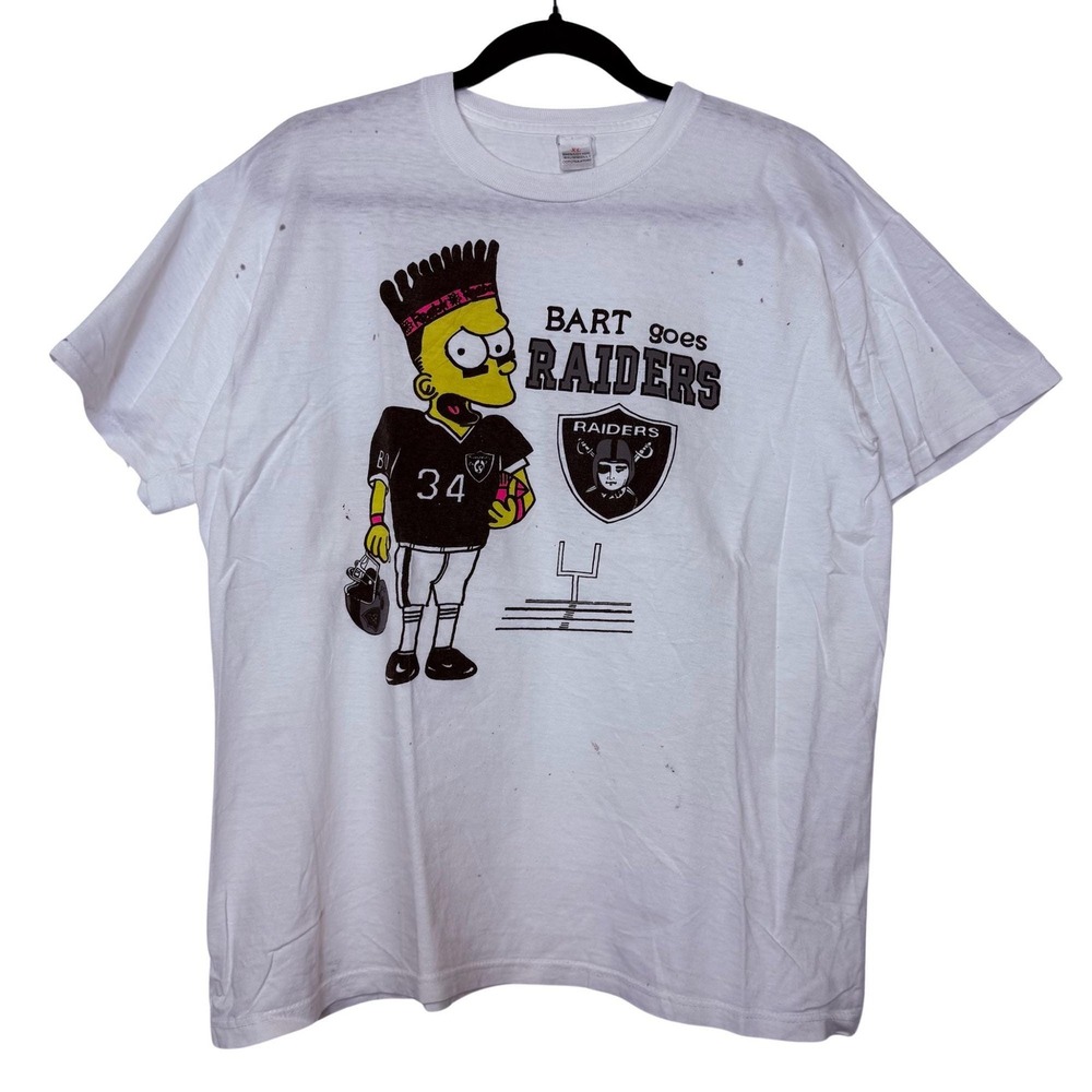 Vintage The Simpsons Raiders T-Shirt Football  Bart Goes Raiders NFL XL 90s
